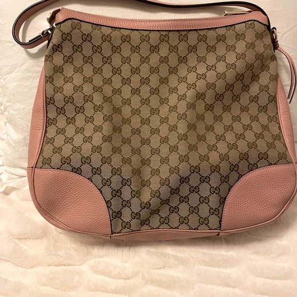 💖GUCCI GG signature bag with pink leather trim - Picture 9 of 10